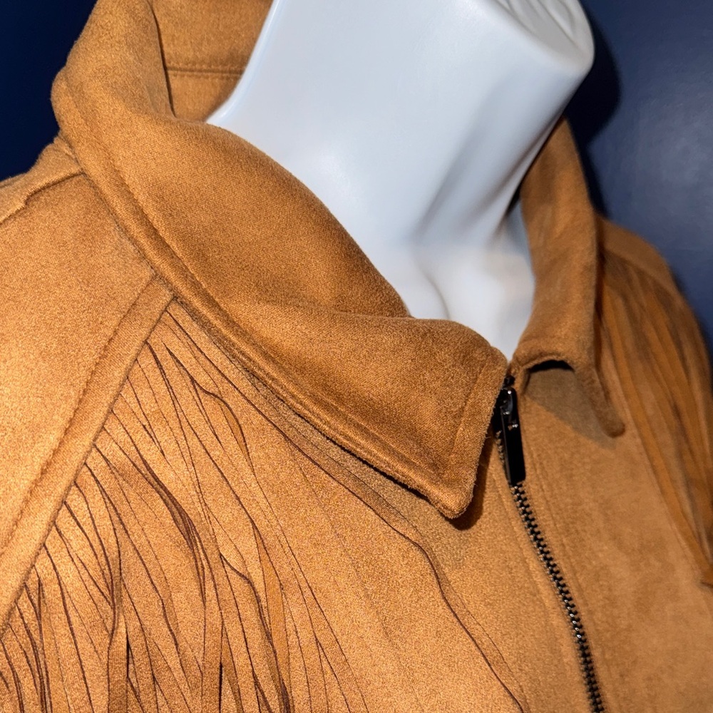 Sportelle-NWT Women's Cognac Fringe Jacket Size Large - Picture 7 of 17
